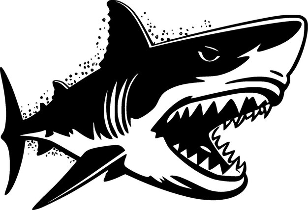 Минималистская и простая силуэтная векторная иллюстрация акулы