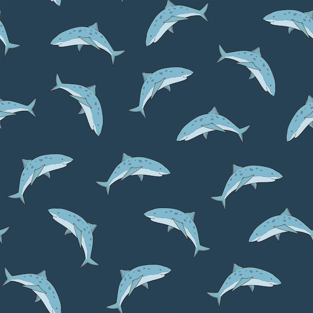 Shark ocean animal vector simple seamless pattern