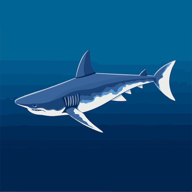 Vector a shark in the ocean with a blue background