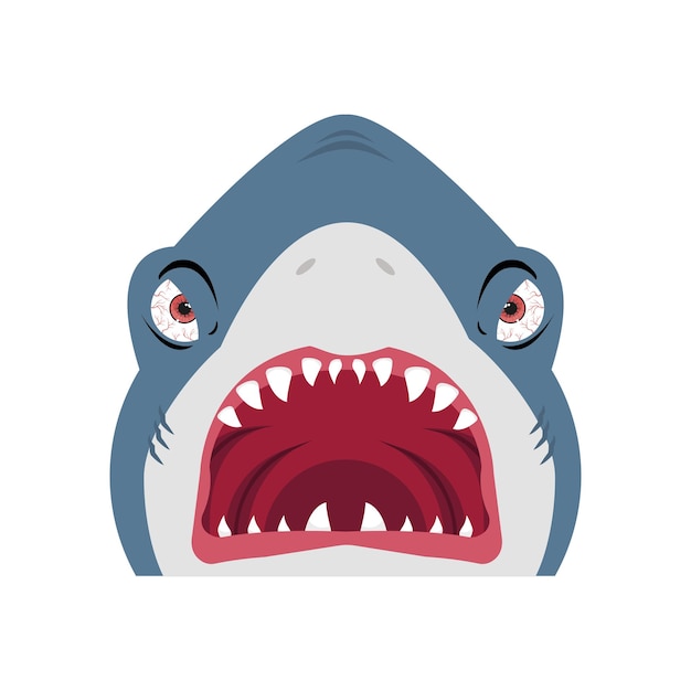 Vector shark open mouth cartoon sign