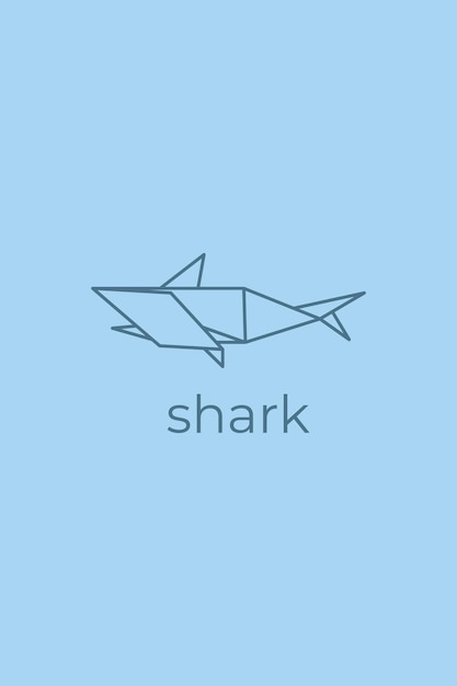 サメ折り紙 抽象的な線画 サメのロゴデザイン 動物折り紙 動物線画 ペットショップ アウトラインイラスト ベクターイラスト