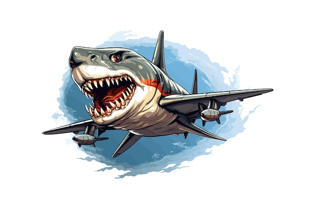 Vector shark plane vector illustration design