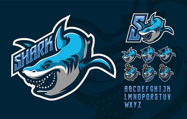 Modello di logo mascotte premium squalo