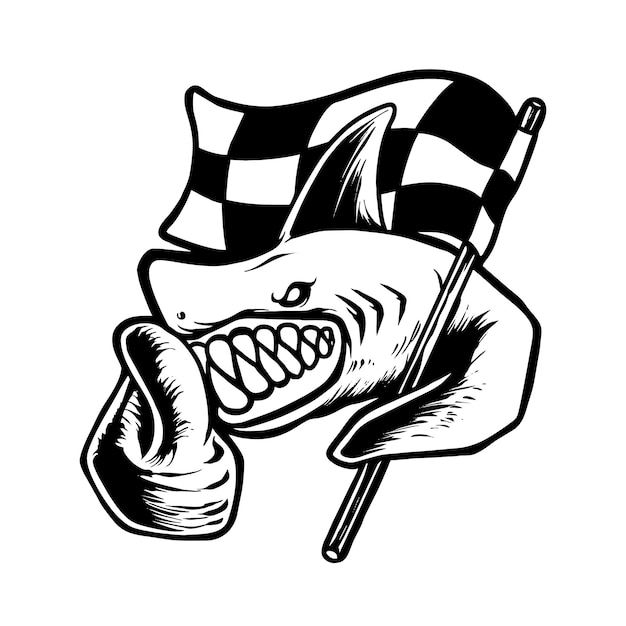 Shark Racing Logo Character Mascot Design Vector illustratie