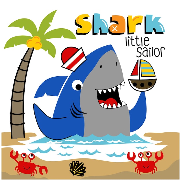 Shark the sailorman funny animal cartoon