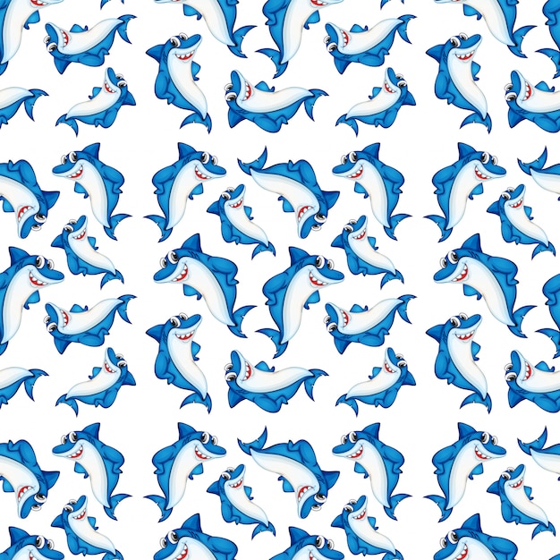 Vector a shark on seamless pattern