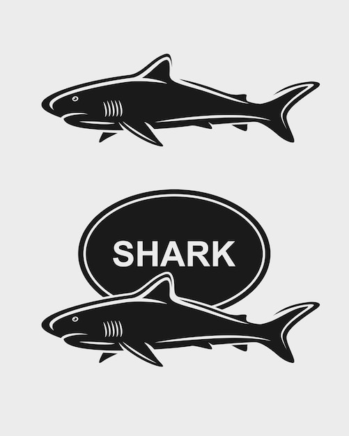 Shark set isolated icons shark vector