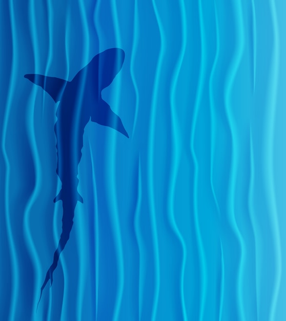 Vector shark silhouette in the ocean