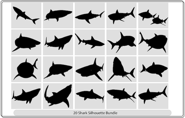 Shark silhouette set