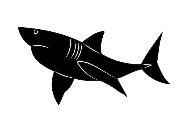 shark silhouette on white background vector