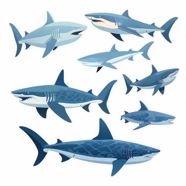 Vector shark silhouettes cartoon vector