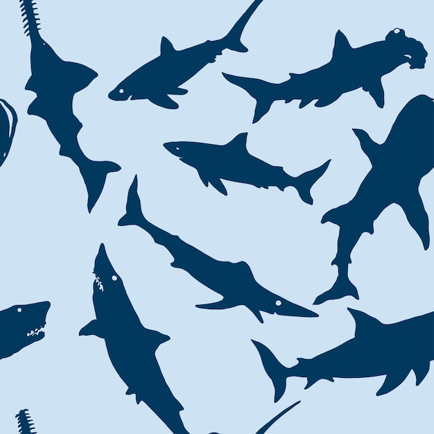 Vector shark silhouettes pattern