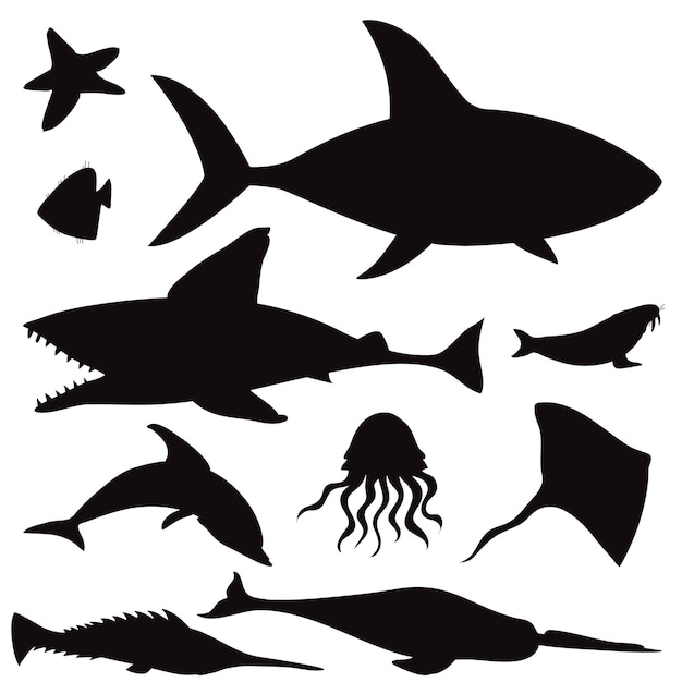 Vector shark silhouettes