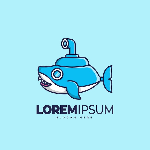 Shark submarine logo template