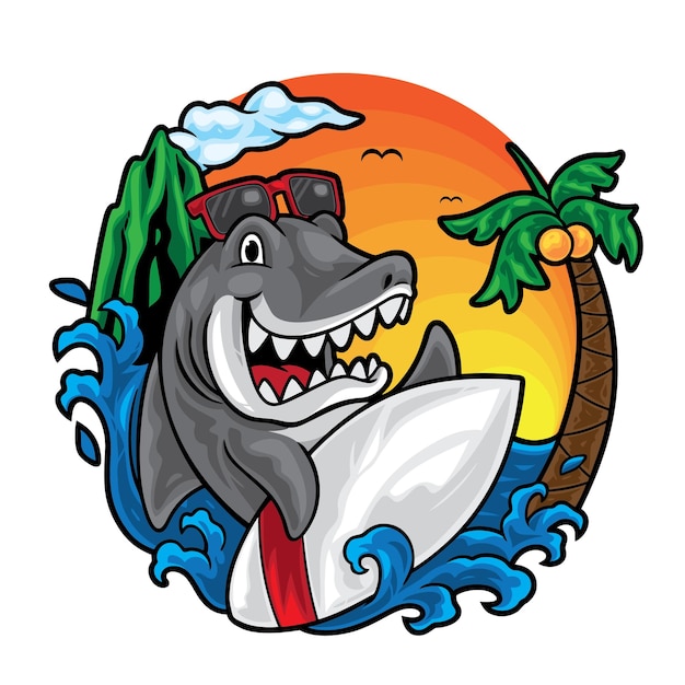 Vector shark surfen zomer illustratie