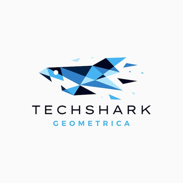 Shark tech geometric polygonal logo vector icon illustration