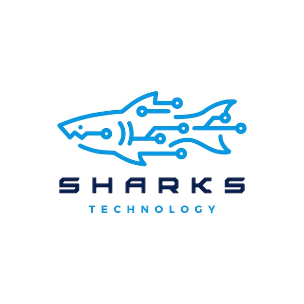 Shark tech technology logo vector icon illustration