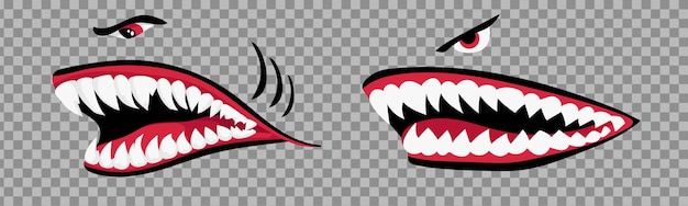 Shark teeth plane vector clipart tiger shark bomber illustration