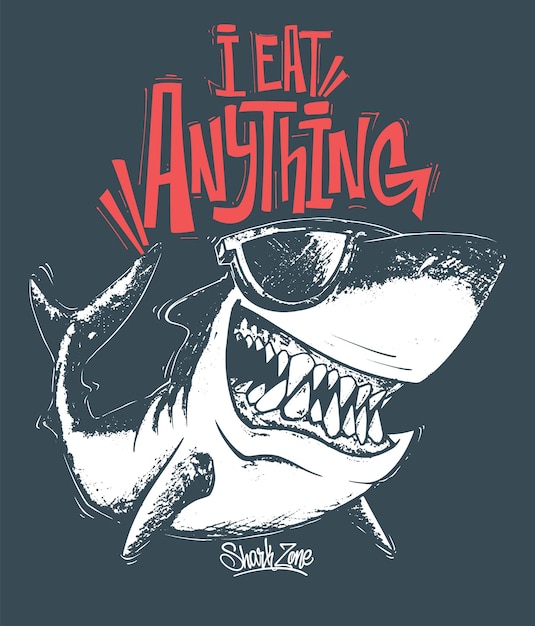 Vector shark tshirt surf print design vector illustration