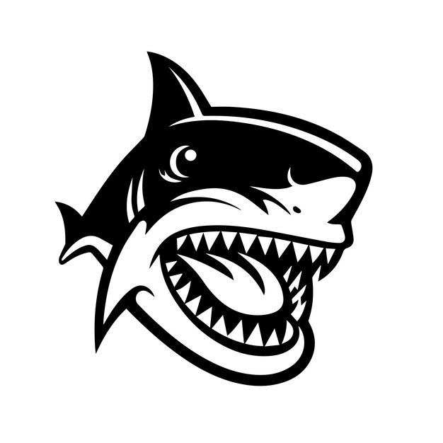 Vector shark vector black and white cutting printing