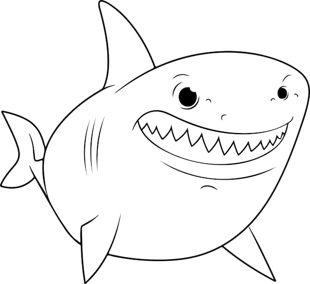 Vector shark vector illustration sea animal coloring book or page for children