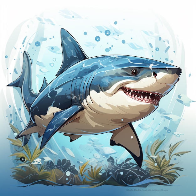 Shark vector sea illustration animal ocean fish design wild cartoon underwater nature wa