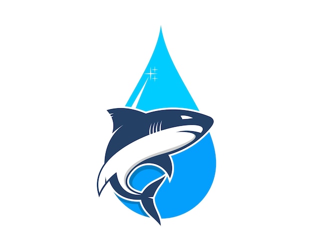 Shark in the water drop logo