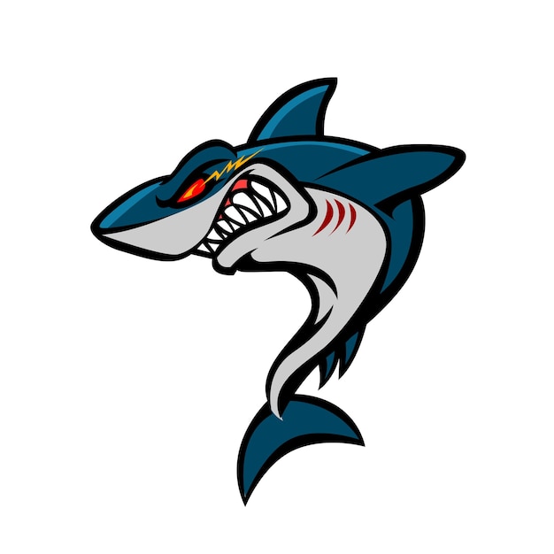 Premium Vector | A shark with a red eye and a red eye.