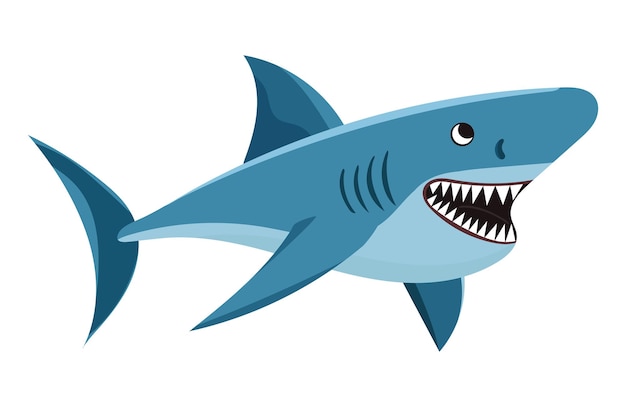 shark with teeth in flat style on a white background vector