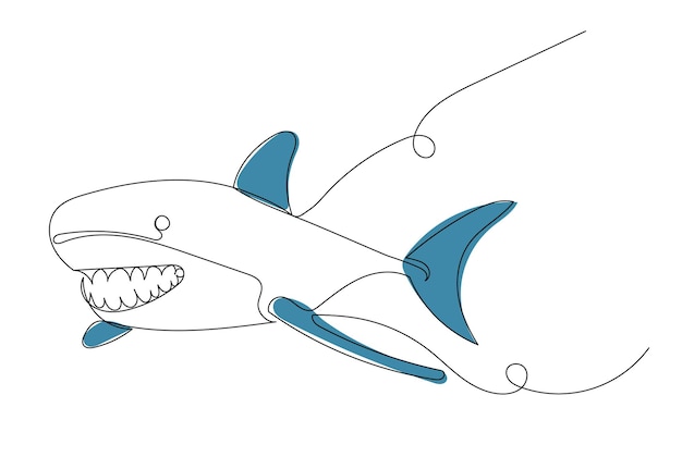 shark with teeth sketch on a white background vector