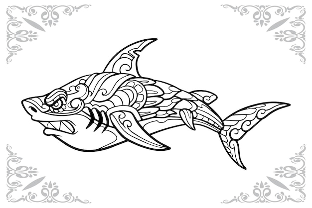 Shark zentangle arts isolated on white background