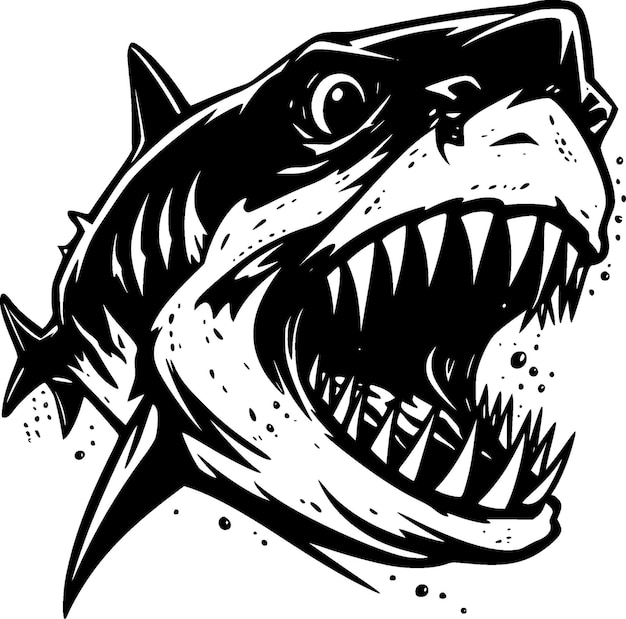 Shark Zwart en Wit Vector illustratie