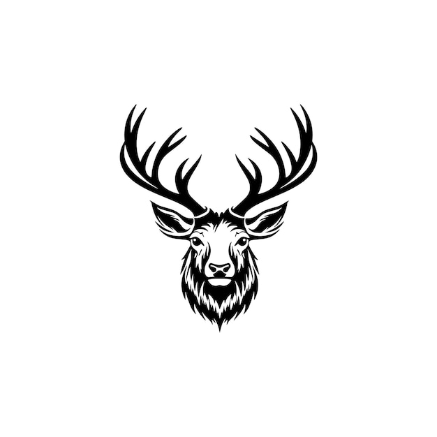 A sharp and clean iconic logo of back deer with white background