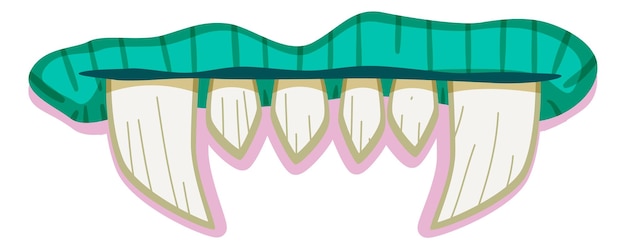 Вектор Острые зубы монстра икона страшного рта мультфильма изолирована на белом фоне