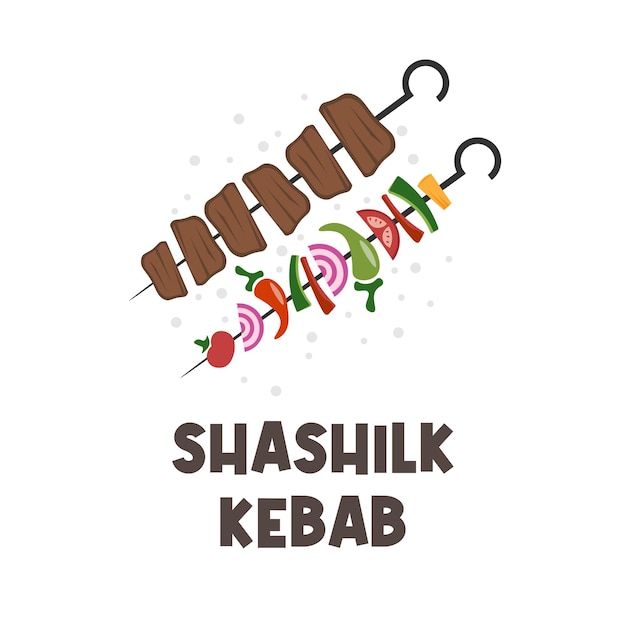 Shashlik Shish kebab vector illustratie logo