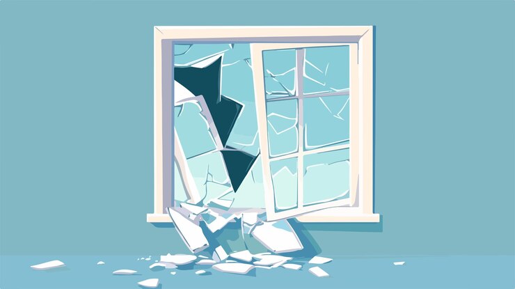 Vector shattered glass window with hole vector illustration