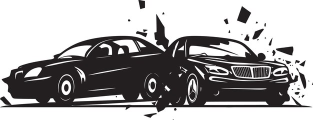 Vector shattered silence black car crash emblem design midnight mishap vector accident logo icon