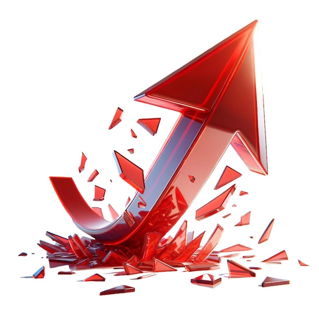 Shattering Glossy Red Arrow Dramatic Change Concept