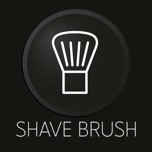 Shave brush minimal vector line icon on 3D button isolated on black background Premium VectorxDxA