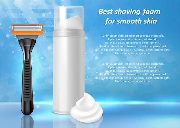 Shaving foam ads vector realistic illustration