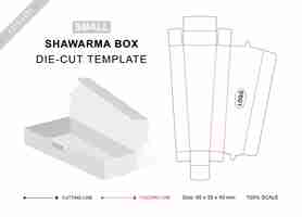 Vector shawarma box die cut template for small or food packaging