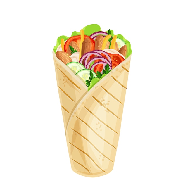 Vector shawarma or chicken wrap icon