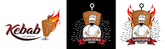 Vector shawarma logo for restaurants and markets doner kebab logo template eps10 vector illustration