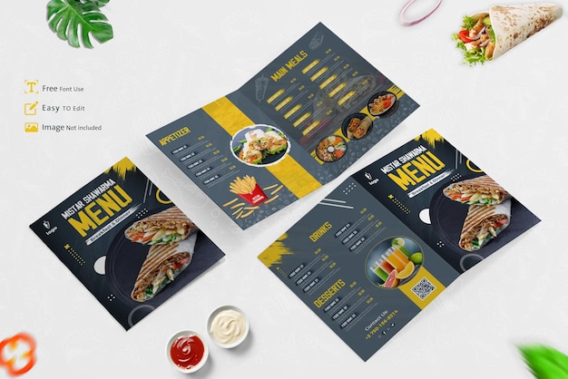 Vector shawarma menu food restaurant template