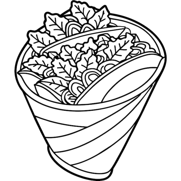 Shawarma outline illustration coloring book page line art drawing