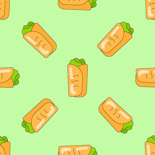 Shawarma seamless pattern Vector fast food background for design