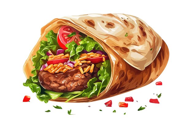 Vector shawarma wrap isolated on background cartoon vector illustration