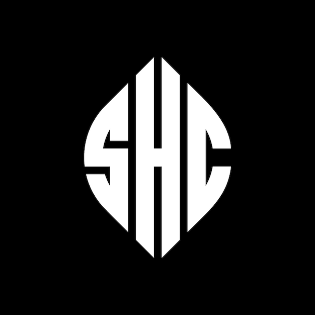 SHC circle letter logo design with circle and ellipse shape SHC ellipse letters with typographic style The three initials form a circle logo SHC Circle Emblem Abstract Monogram Letter Mark Vector