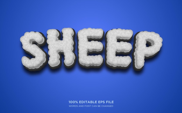 Sheep 3D bewerkbare tekststijl effect