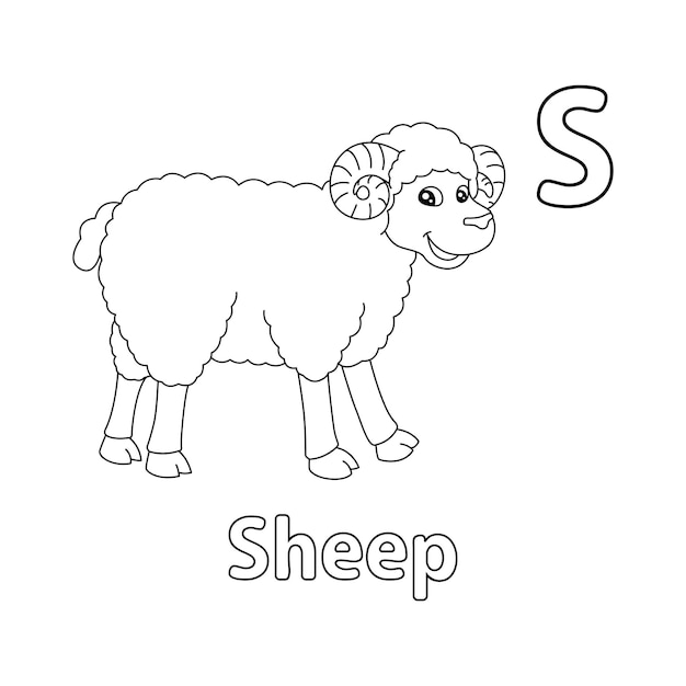 羊のアルファベットabcぬりえs